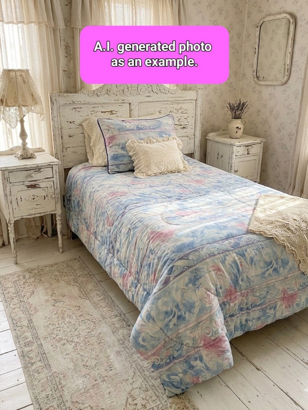 4pc Vtg 90s JCPenney "Benetello" Pastel Daybed/Twin Reversible Comforter Set